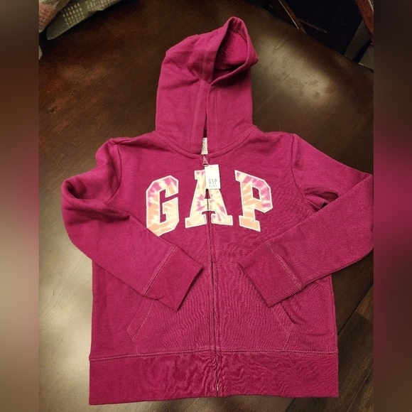 GAP Other - GAP Girls Pink Tie-Dyed Logo Zip Up Hoodie Sweatshirt Sz Large